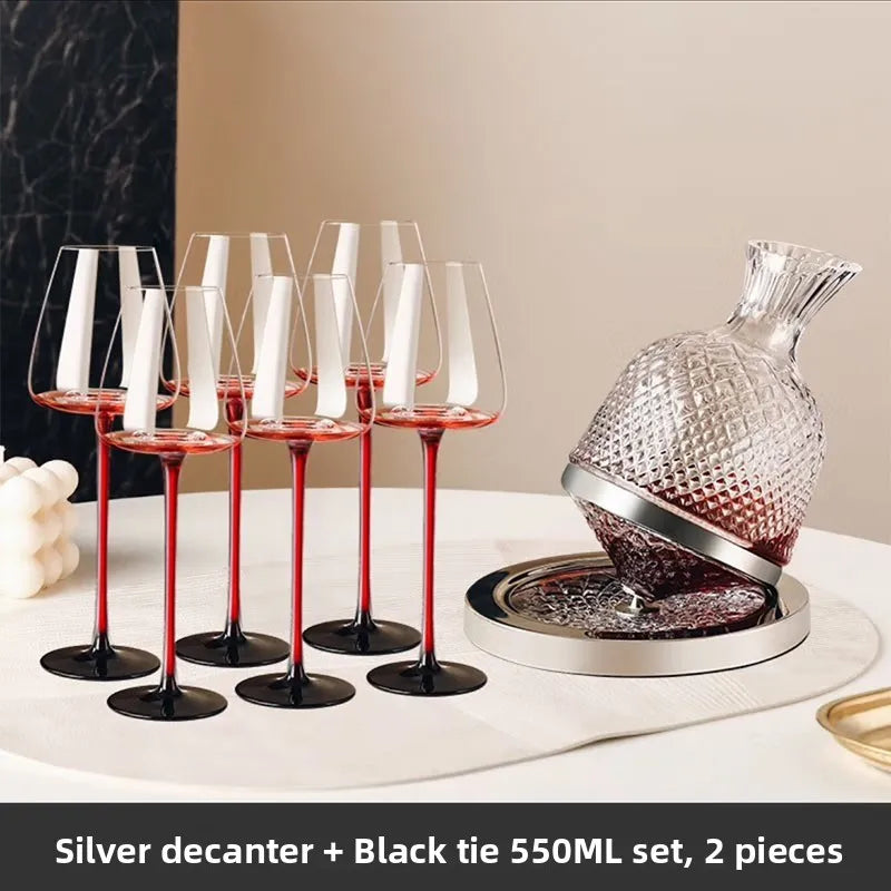 Elegant Burgundy Wine Glasses - Crystal Long Stem Design