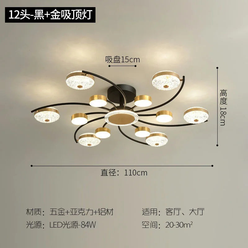 Luxury Crystal Ceiling Chandelier - Nordic Gold Living Room Light