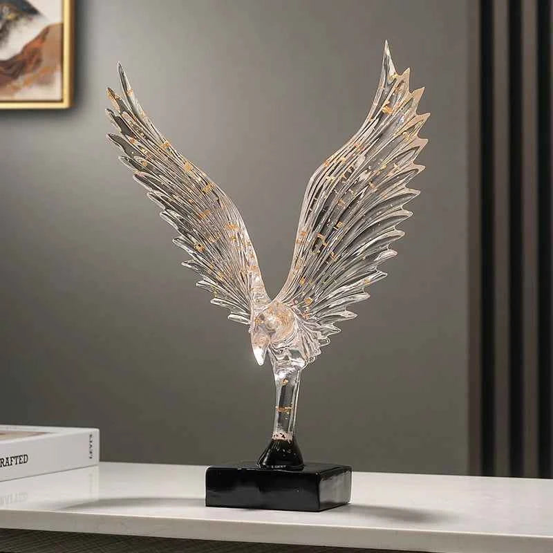 Abstract Gold Eagle Decoration - Elegant Resin Angel Wing Sculpture for Home Décor and Figurine Display - Tulique
