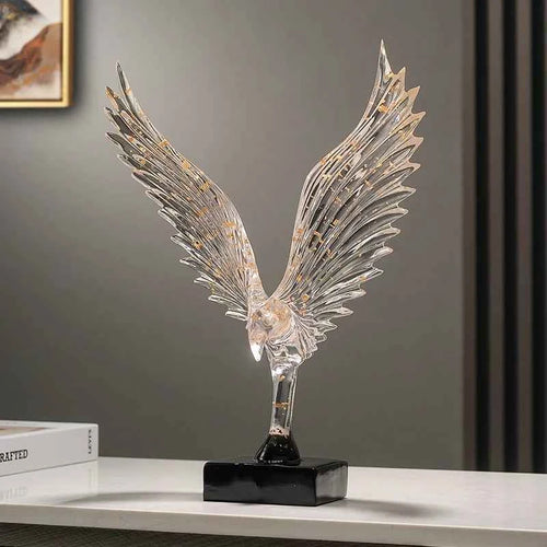 Abstract Gold Eagle Decoration - Elegant Resin Angel Wing Sculpture for Home Décor and Figurine Display - Tulique