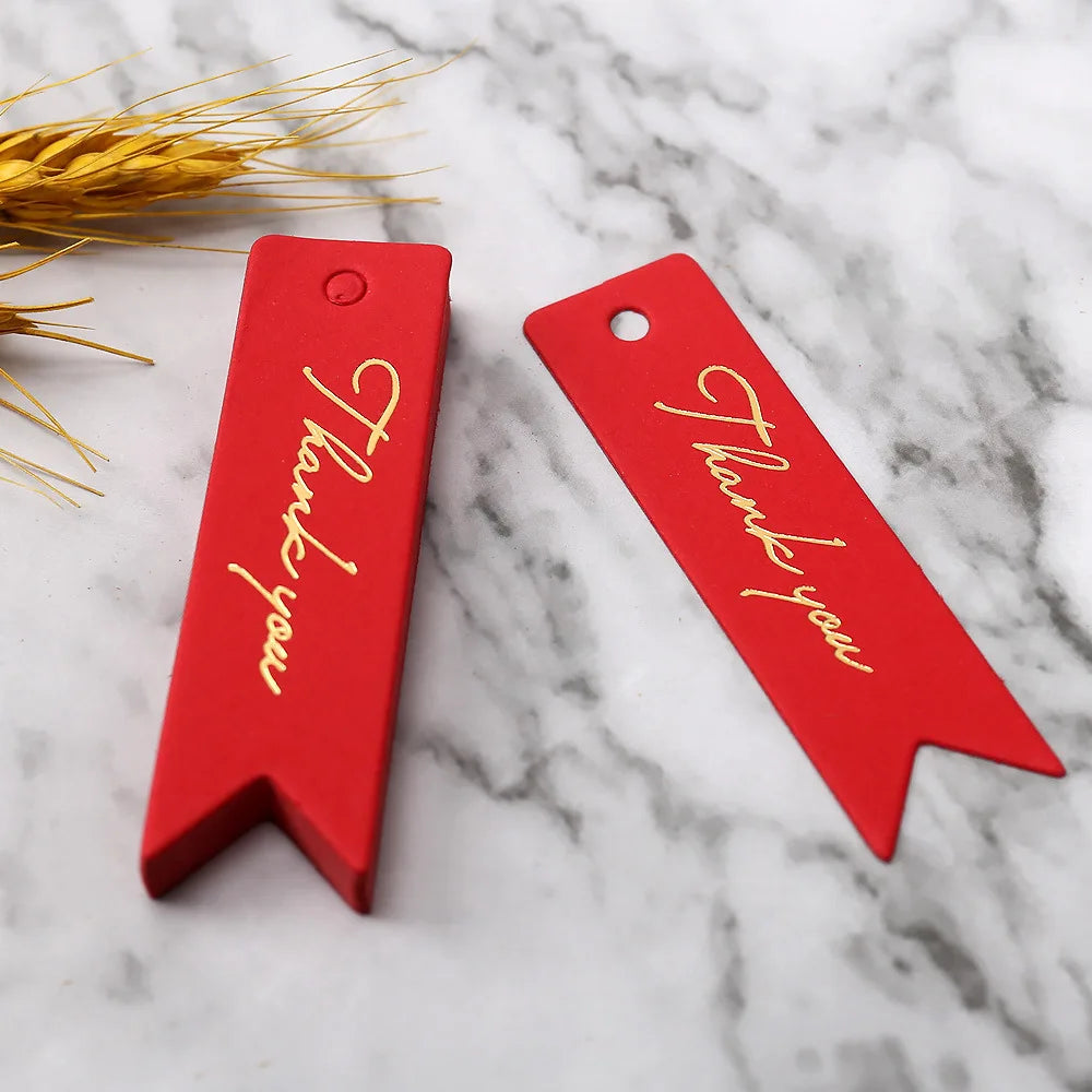 Elegant Kraft Paper Gift Tags - 50pc Thank You Labels