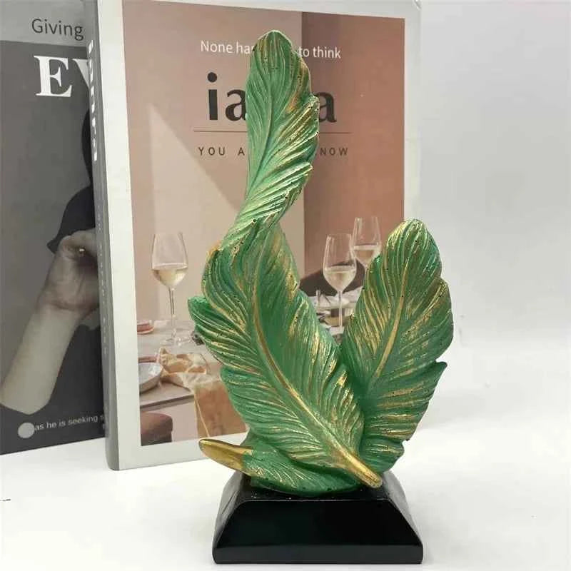 Elegant Artistic Feather Sculpture - Modern Resin Centerpiece