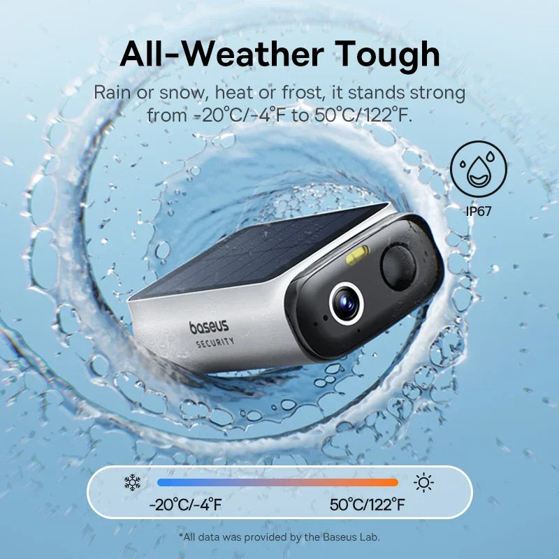 Wireless Solar Security Camera - 2K HD & IP67 Waterproof