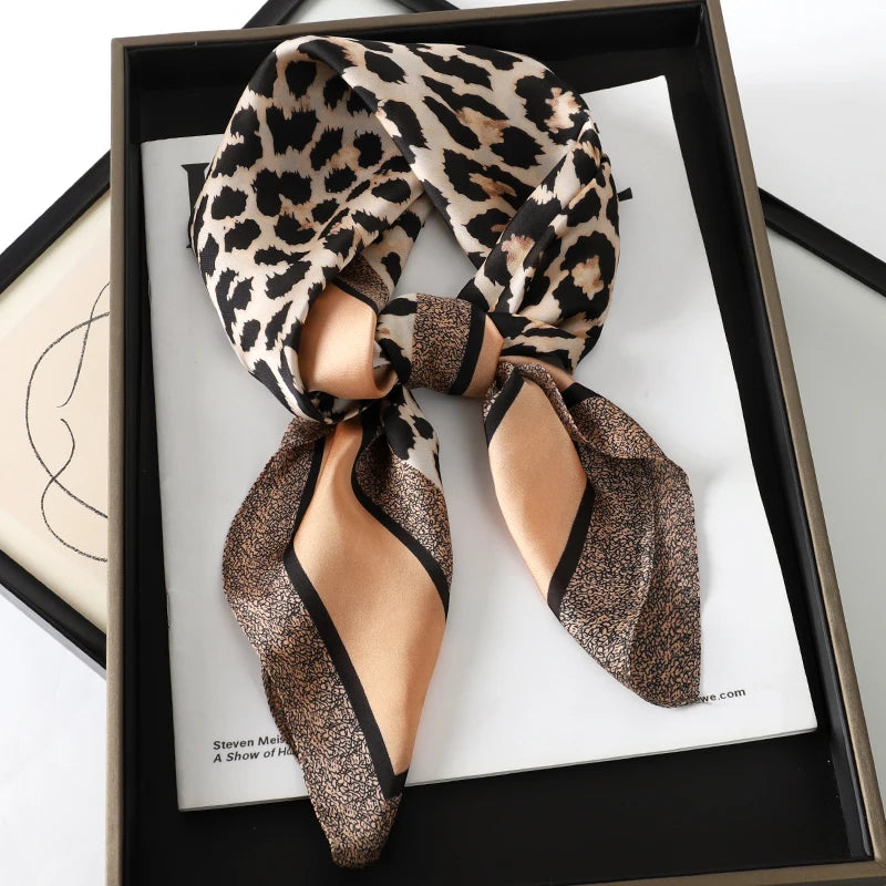 Luxury Silk Square Scarf - Elegant Hair Tie & Neck Band