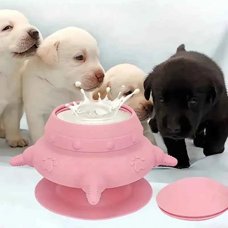 Silicone puppy feeder - green and pink multifunctional pet feeding bottles
