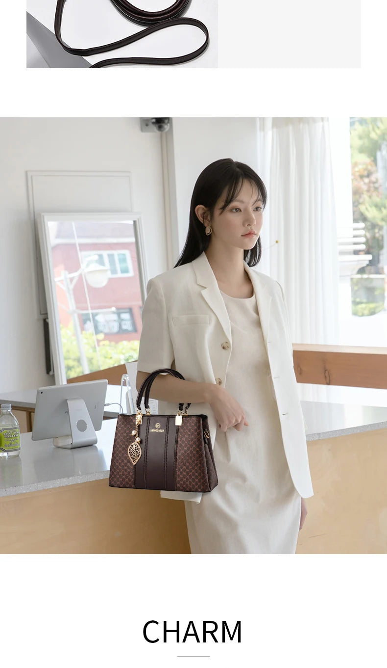 Elegant Leather Tote Bag - Premium Big Capacity