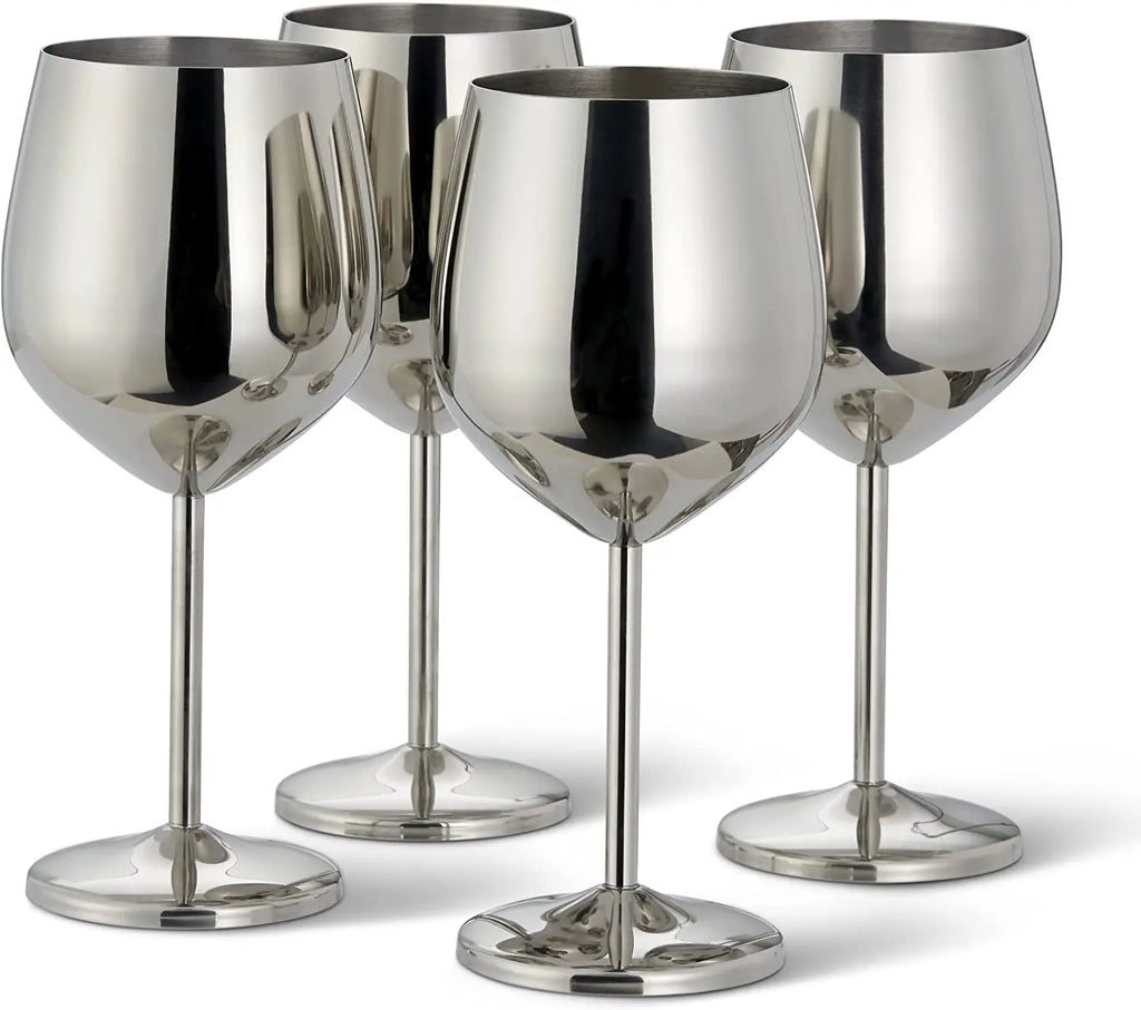 Premium Unbreakable Wine Glasses - Stainless Steel Stemware