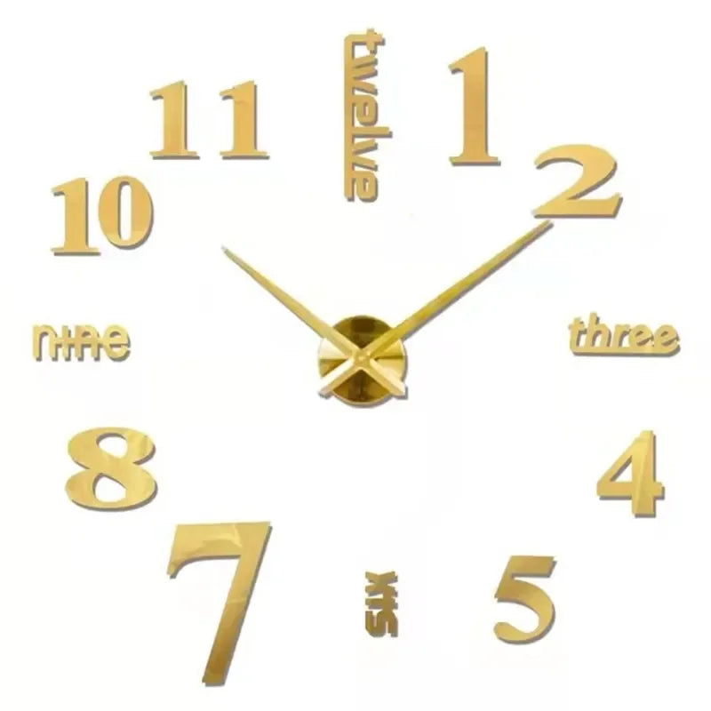 Elegant Modern Large Wall Clock - 3D DIY Quartz Design