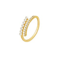 Elegant Gold Pearl Open Ring - Dainty Rhinestone Stacking Jewelry