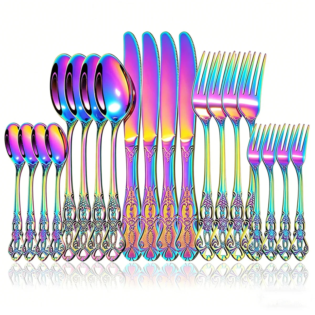 Elegant Rose Gold Dinnerware Set - 20-Piece Flatware