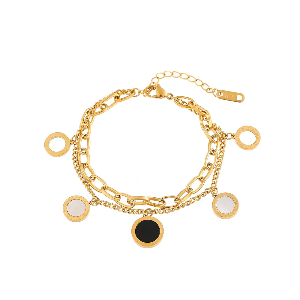 Elegant Roman Numeral Bracelet - Gold Stainless Steel Charm