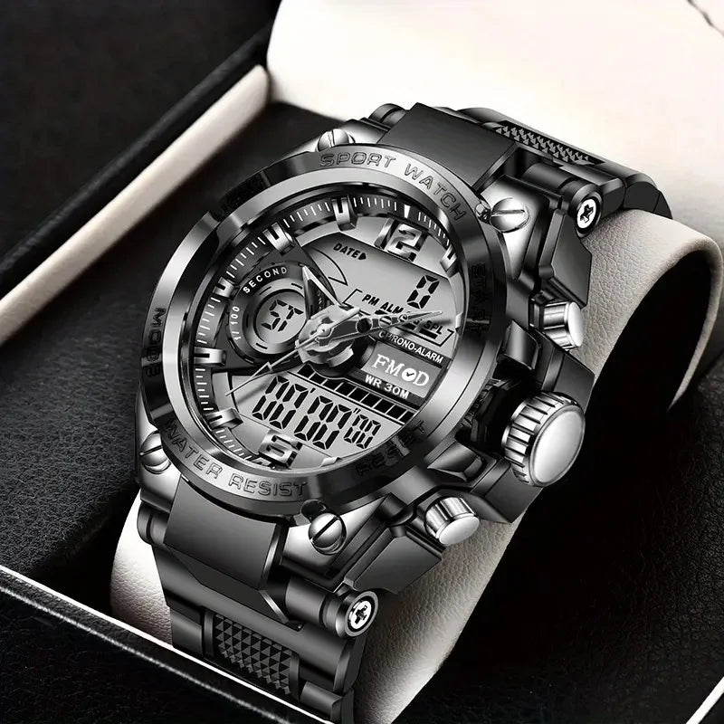 Digital Steel Military Wristwatch - LED Quartz Sports Clock