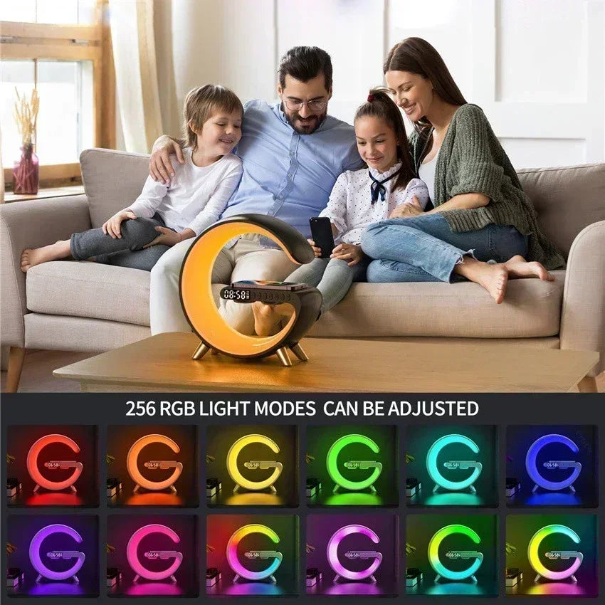 Premium Wireless Charger Desk Lamp with Bluetooth Speaker & RGB Night Light
