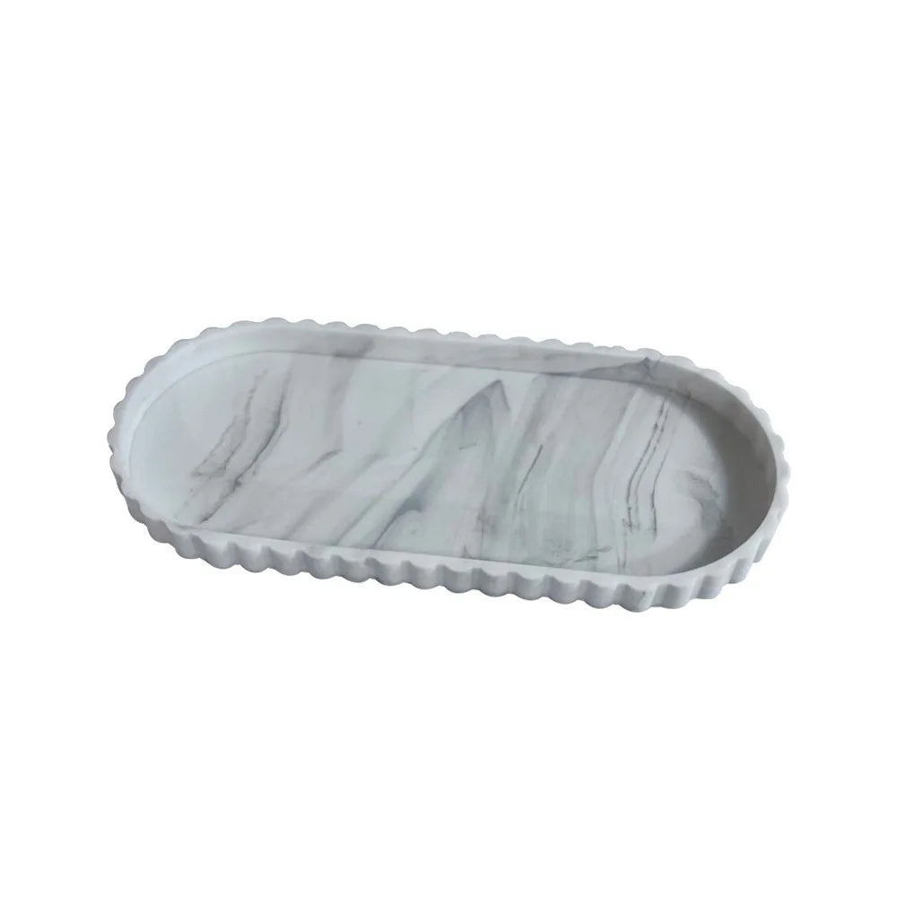 Elegant Scalloped Edge Luxury Decorative Tray - Oval Design