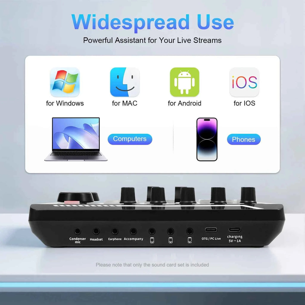 Professional Sound Effects Board - Bluetooth Audio Mixer & LED Lights