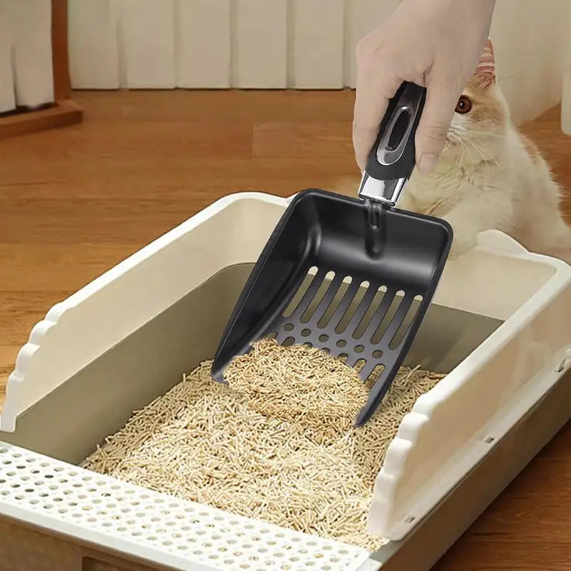 Premium Metal Cat Litter Scoop - Long Handle Cleaning Tool