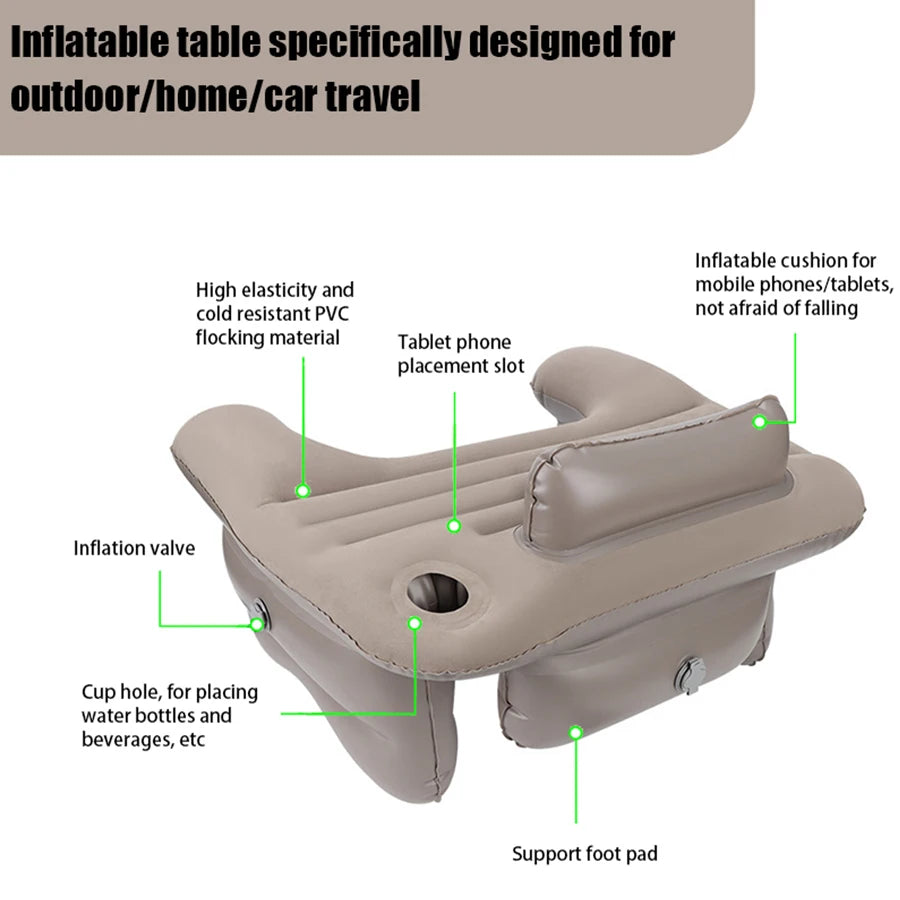 Inflatable Computer Desk - Dark khaki portable desk for home office and leisure