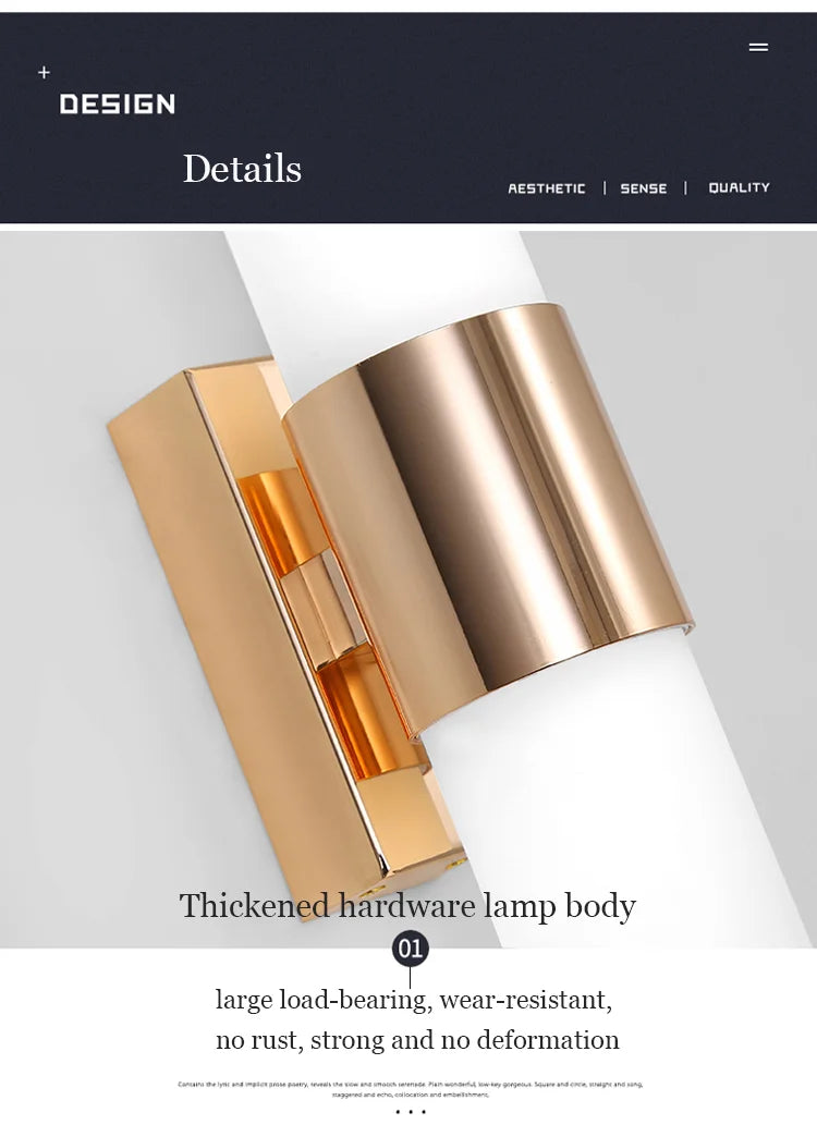 Luxury Gold Glass Wall Sconce - Elegant LED 12W Lighting
