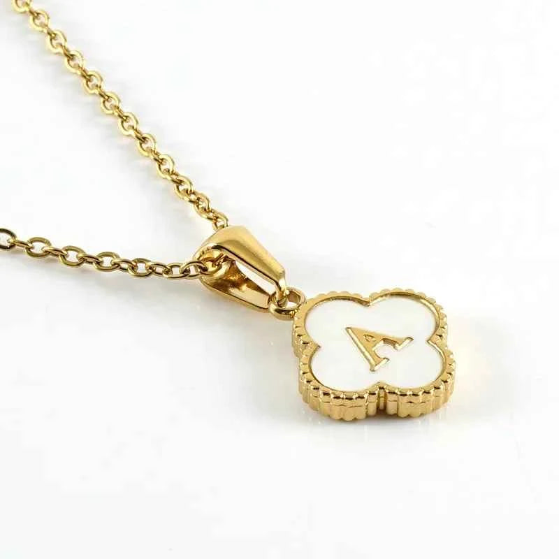 Gifts for Party Guests Stainless Steel Pendant with Initial Letter Lucky Shell Gold Color Necklace for Women Jewelry Gift