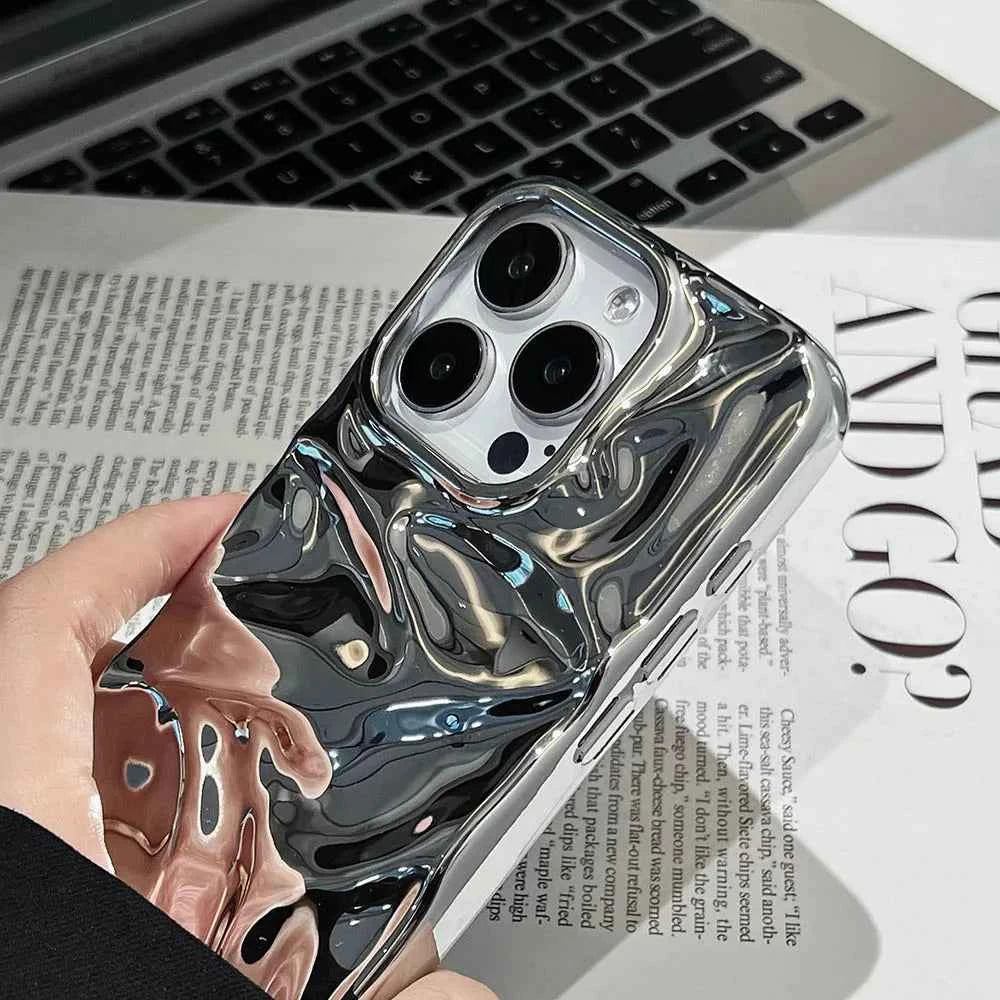 Luxury Electroplate Silvery 3D Wrinkle Phone Case
