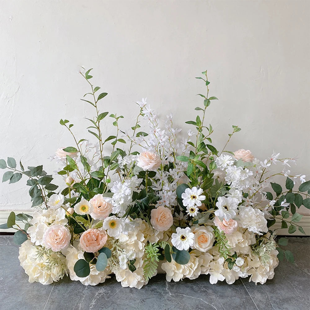 Luxury Champagne Pink Artificial Flower Row for Wedding Backdrop