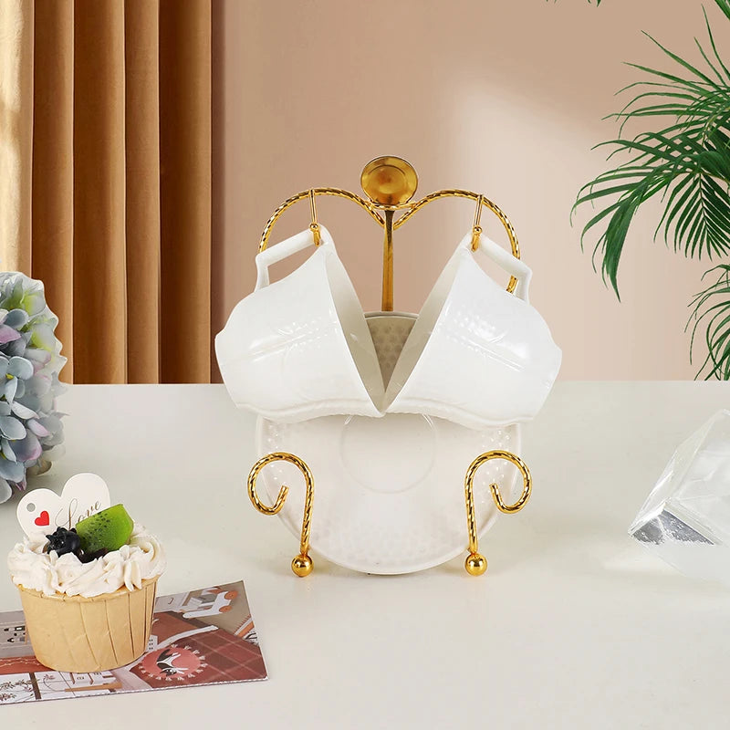 Elegant Metal Tea Cup Rack - Coffee & Tea Storage