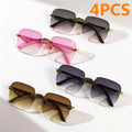 Luxury Square Rimless Sunglasses - UV Protection Designer Shades