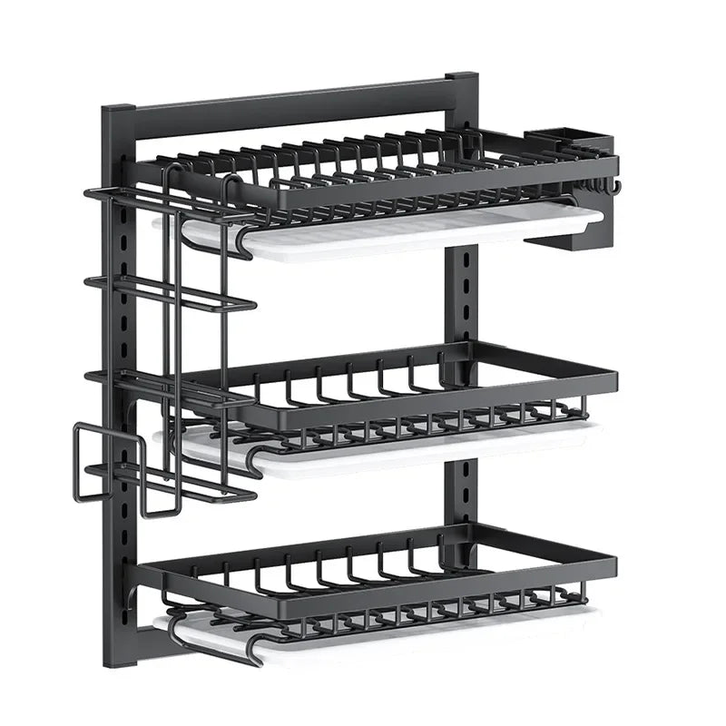 Premium Wall-Mounted Dish Rack - Space-Saving Kitchen Organizer