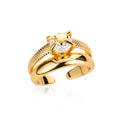 Exquisite Gold Heart Ring - Adjustable Luxury Stainless Steel