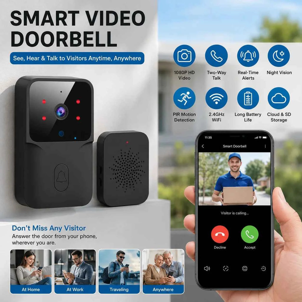 Wireless Video Doorbell Camera - HD Security & Two-Way Talk