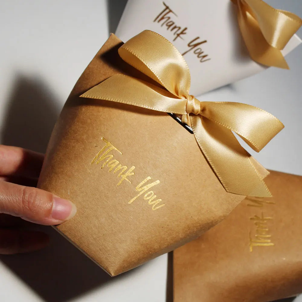 Elegant Chic Candy Gift Boxes - Gold 'Thank You' Ribbon