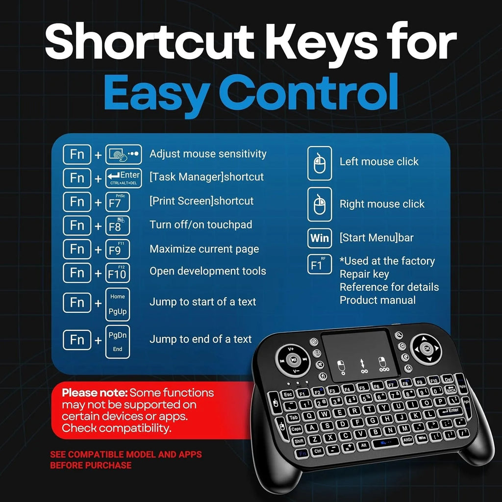 Premium Mini Wireless Keyboard with 7-Color Backlit & Touchpad