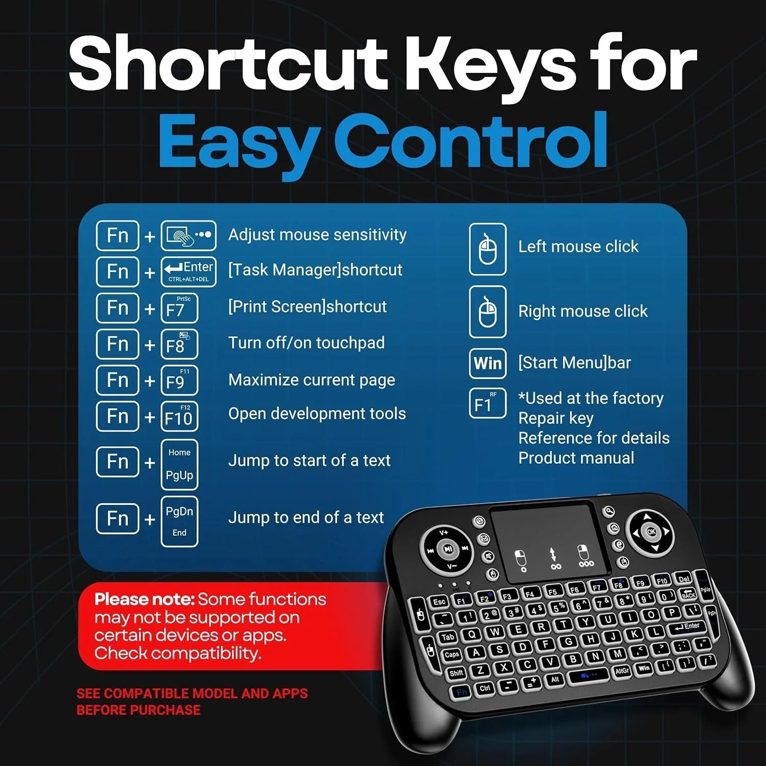 Premium Mini Wireless Keyboard with 7-Color Backlit & Touchpad