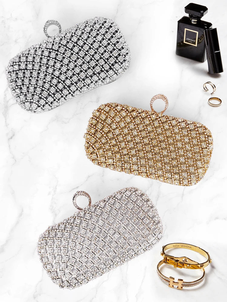 Elegant Rhinestone Evening Bag - Luxury Chain Shoulder Purse