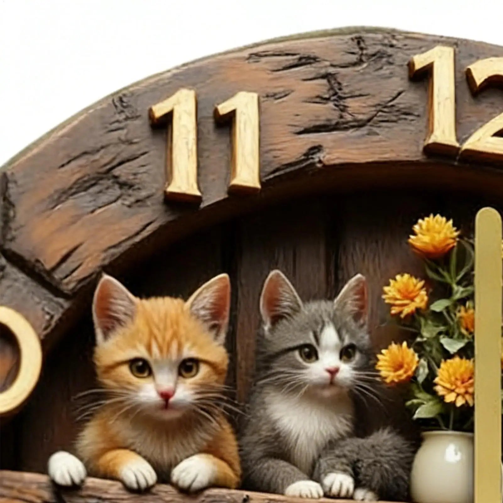 Premium Cat Theme Wall Clock - Silent Wooden Decor