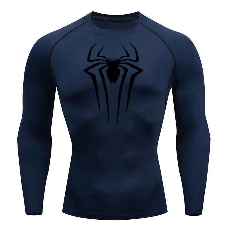 Premium Spider Print Long Sleeve Compression Shirt