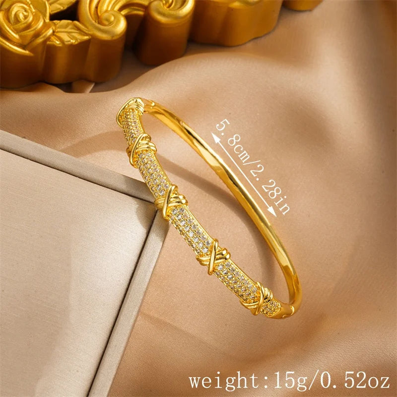 Luxury Cross Charm Bracelet - Pave Zircon Bangle