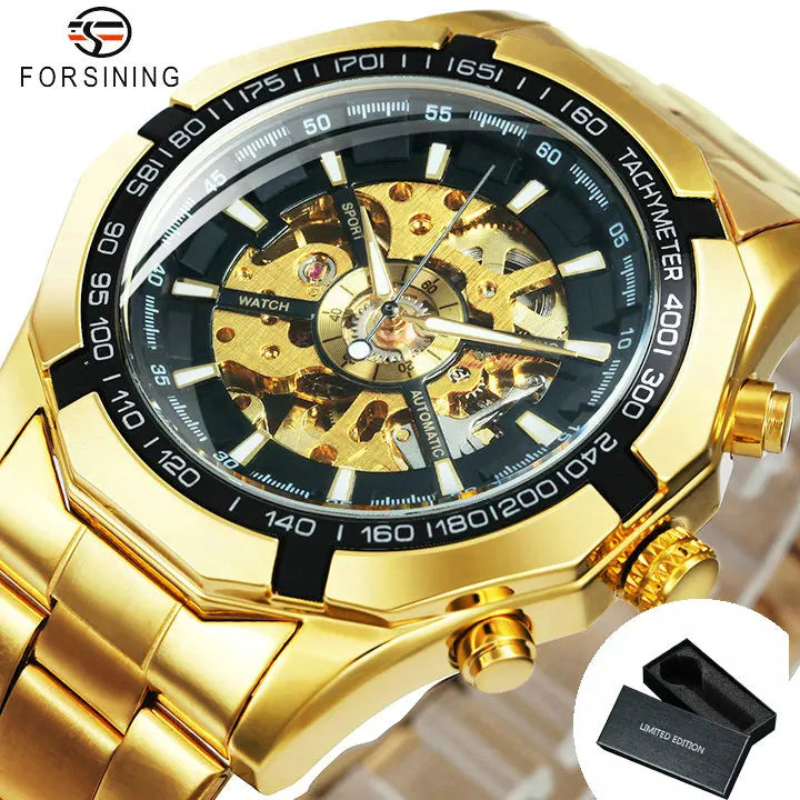 Classic Skeleton Mechanical Watch - Luxury Stainless Steel Wristwatch