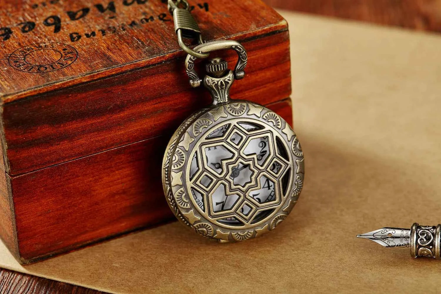 Elegant Bronze Pocket Watch - Classic Constellation Design
