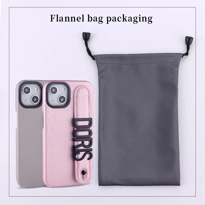 Premium Initial Leather Phone Case - Gold Letter & Lanyard