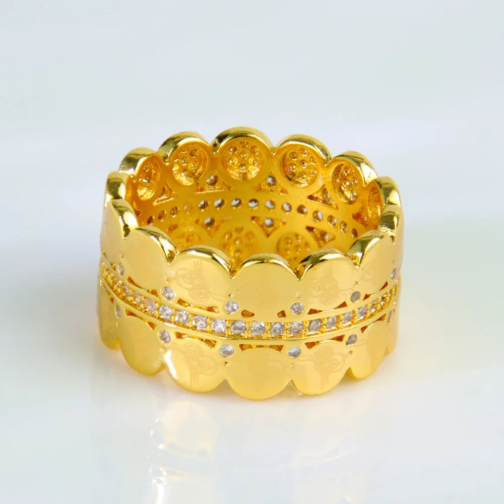 Luxury 21k Gold Plated Italian Zircon Cocktail Ring