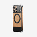 Premium iPhone Rotating Case - Metal & Leather Grain