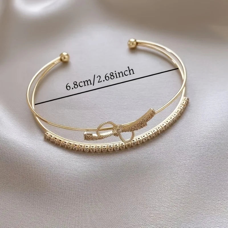 Premium Elegant Bow Bracelet - Sparkling Platinum-Plated Cuff
