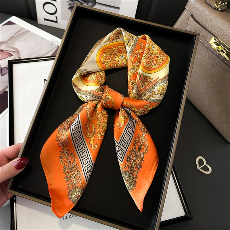 Luxury Silk Scarf - 70x70cm Square Shawl & Headband