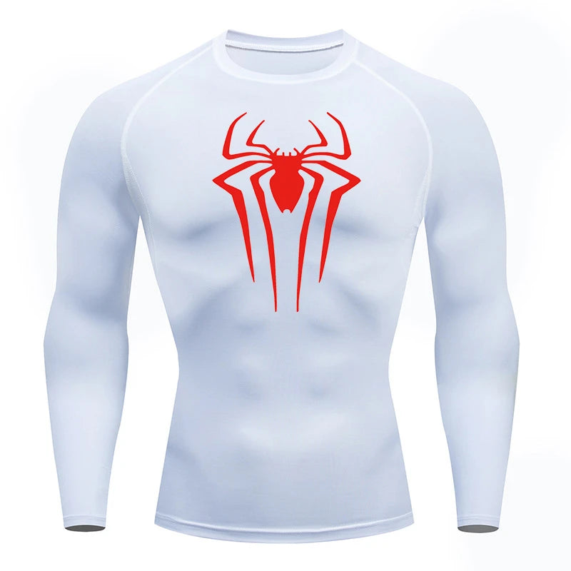 Spider Print Long Sleeve Compression Shirt - Athletic Baselayer