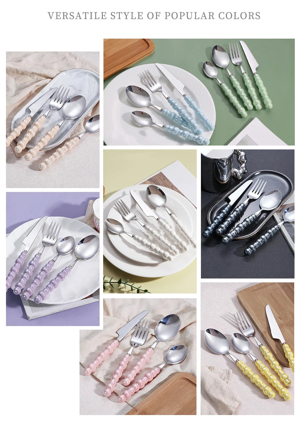 Luxury Pearl Flatware Set - Premium Ceramic Handle Cutlery