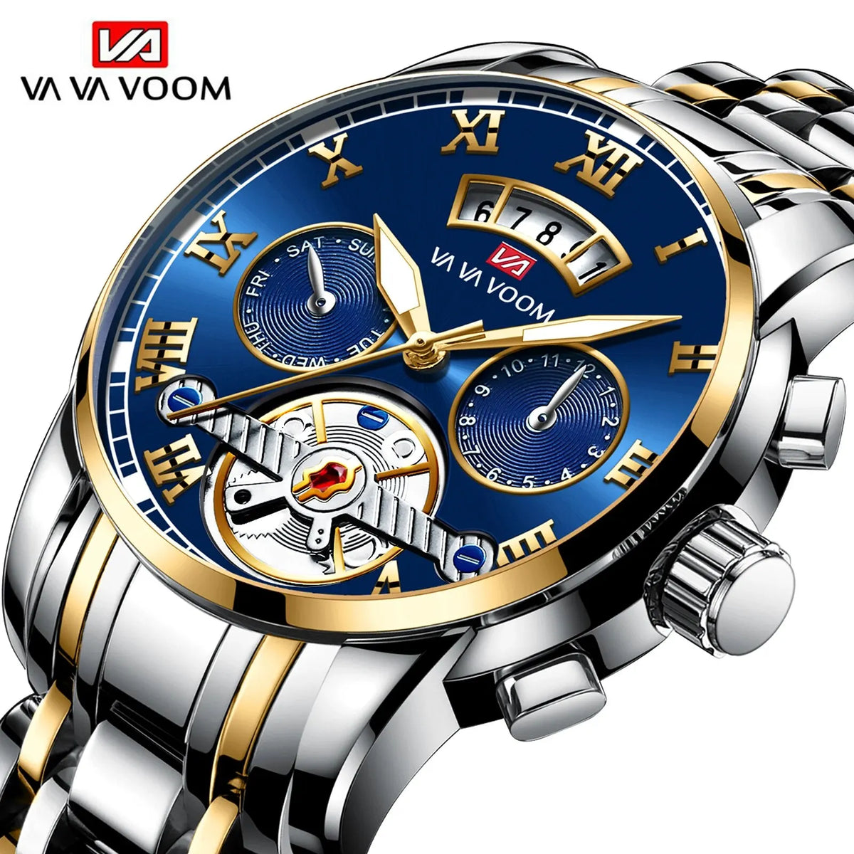 Premium Mens Luxury Watch - Stainless Steel Waterproof Timepiece