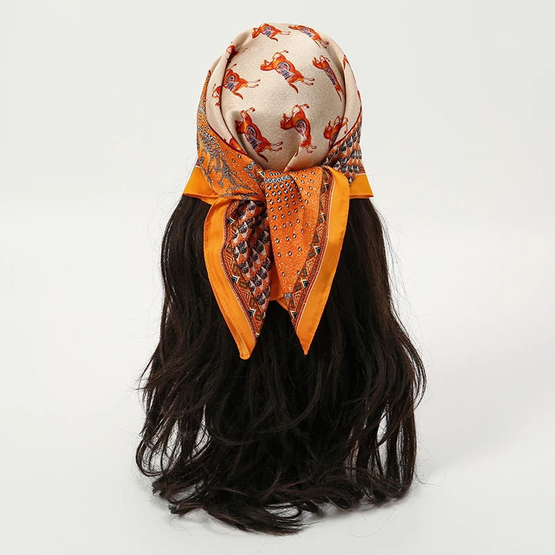 Luxury Square Silk Scarf - Satin Hair Bandana & Neckerchief