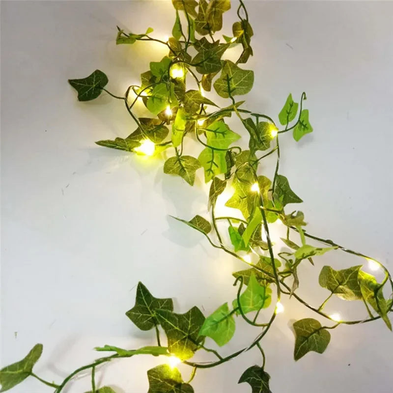 Tulique Premium Artificial Vine Fairy Lights - Green Leaf Garland