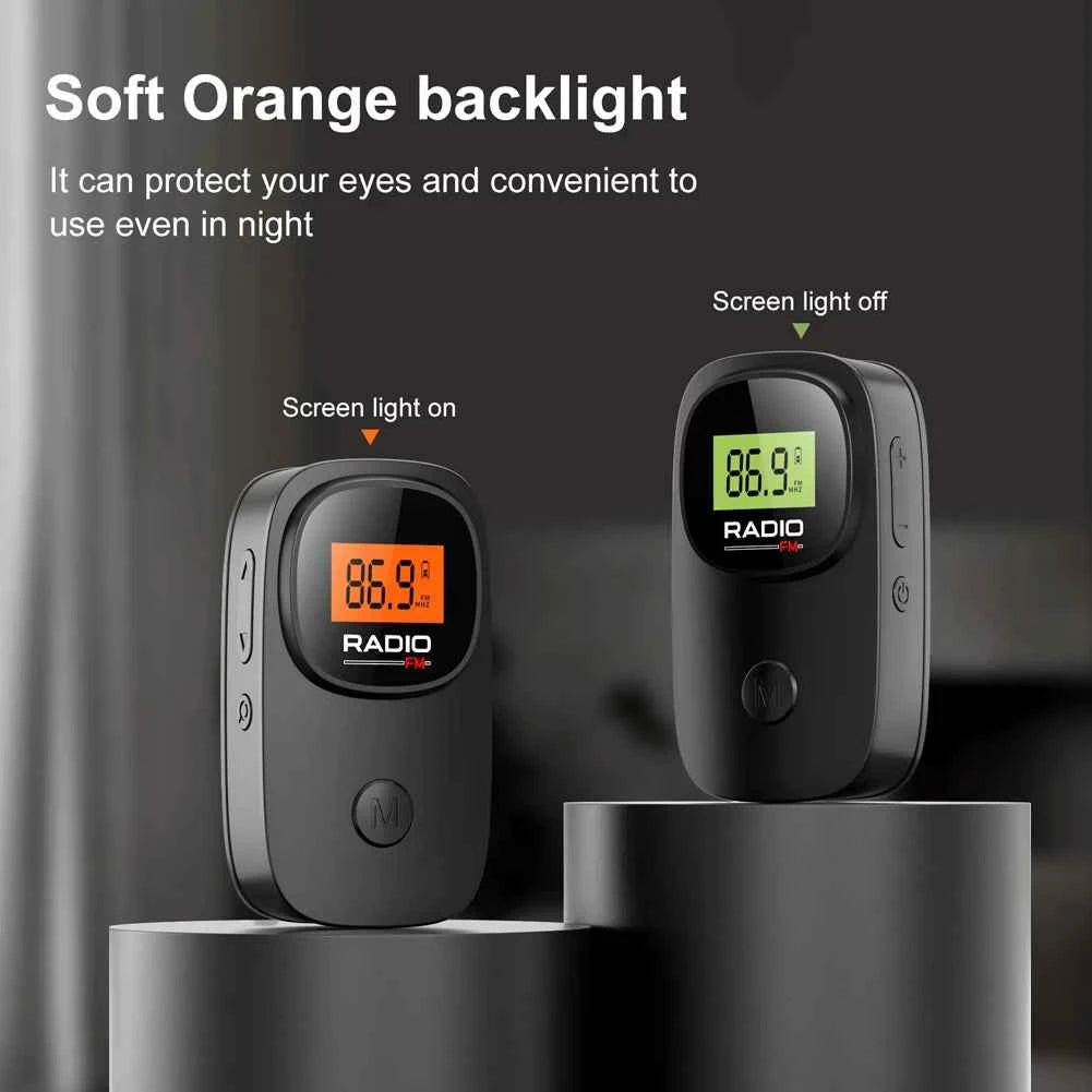 Portable Radio Digital Tuning Battery Operated Radio with Earphone with Clip for Walking Jogging